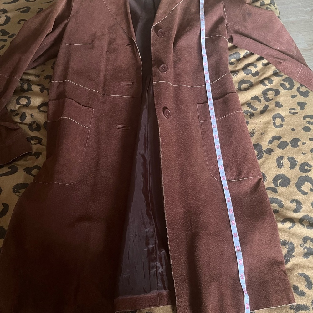 Chestnut Vintage Suede Trench Coat - Picture 2 of 9